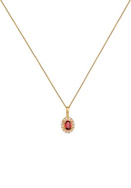 Elli Premium Kette mit Anhänger Granat Topas Klassik Elegant 585 Gelbgold