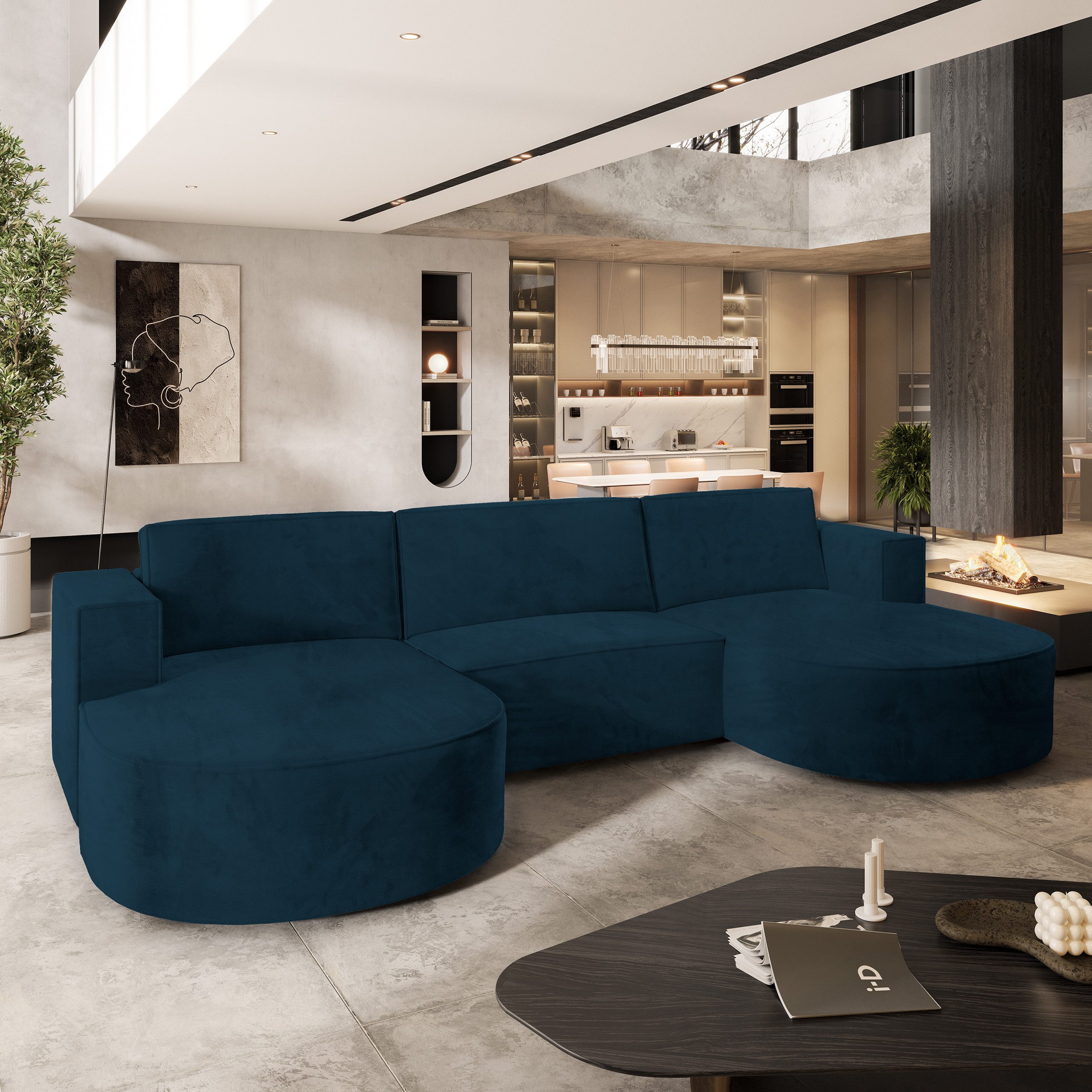 Masseno Ecksofa VEZZO mit Schlaffunktion U-Form, Sofa mit Bettkasten