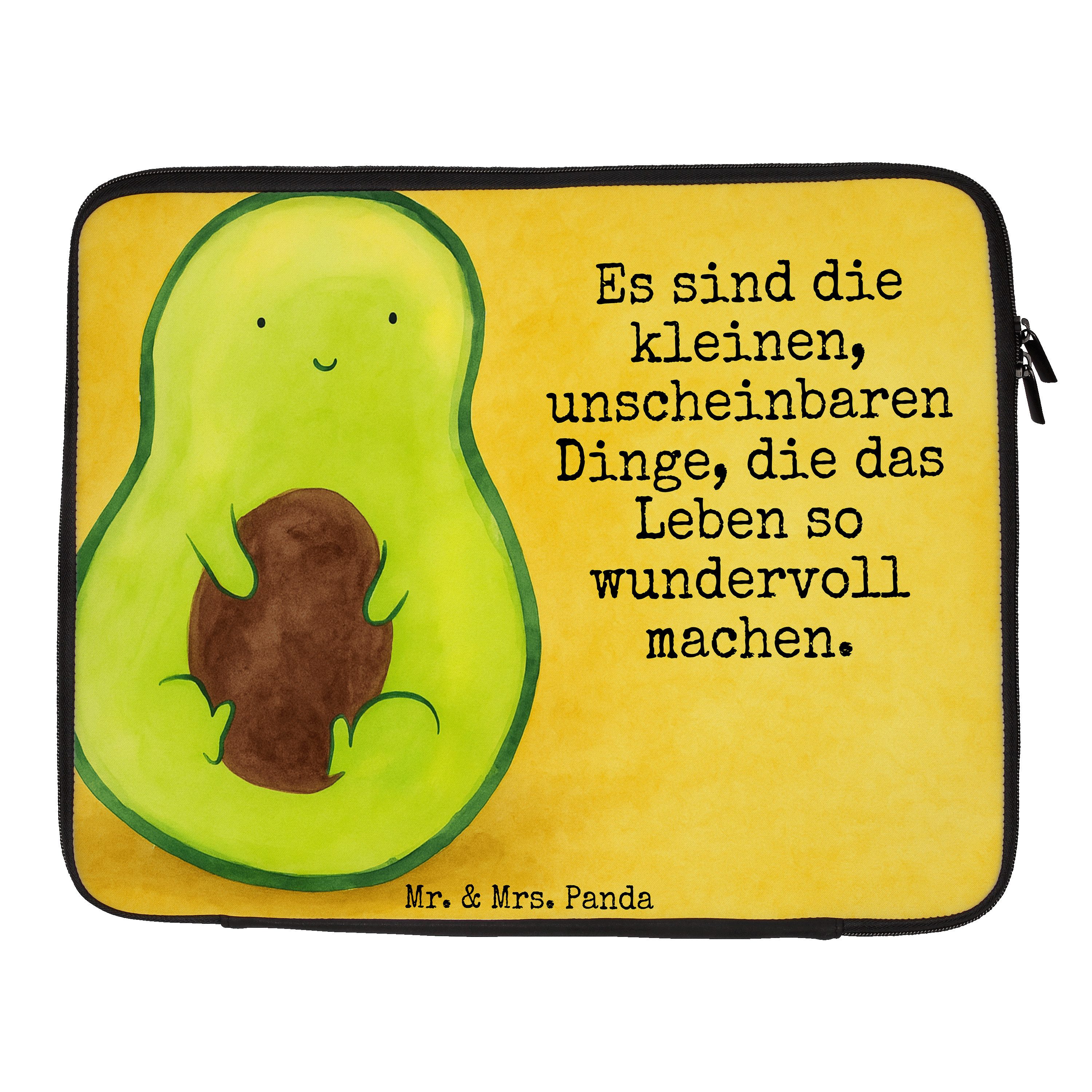 Mr. & Mrs. Panda Laptop-Hülle Avocado Kern Design, Laptop Sleeve 17" 40 x 30 cm, Weiß, Laptoptasche, Laptoptasche Notebook Tasche Hülle Laptop