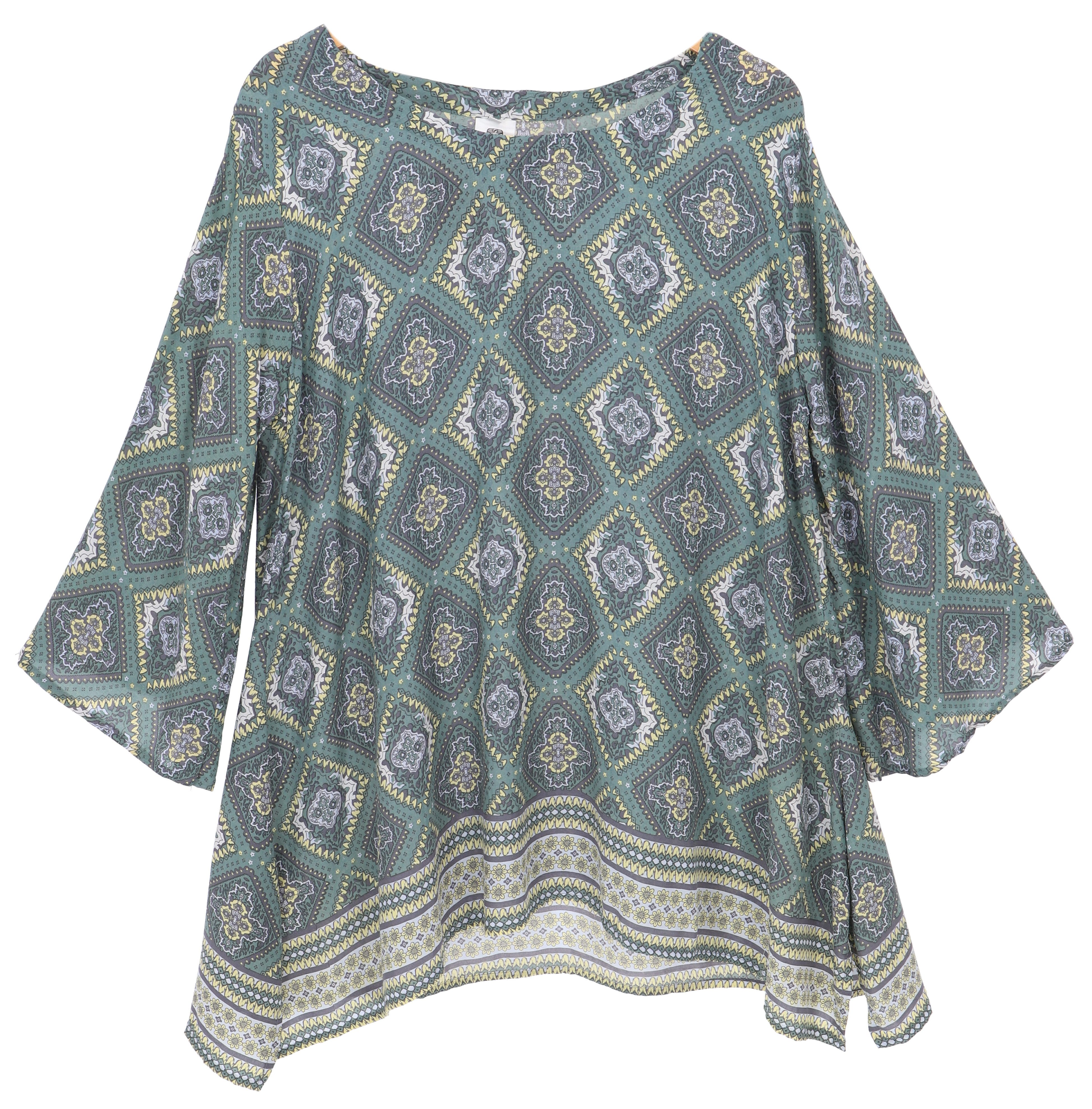 Guru-Shop Longbluse Tunika mit Trompetenärmeln für günstig online kaufen