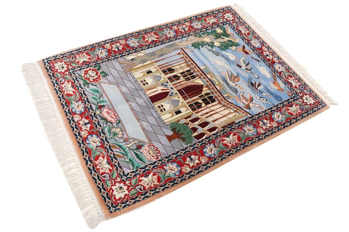 76x107 mm Seidenkette Orientteppich Trading, rechteckig, 6 Handgeknüpfter Orientteppich, Isfahan Nain Höhe: