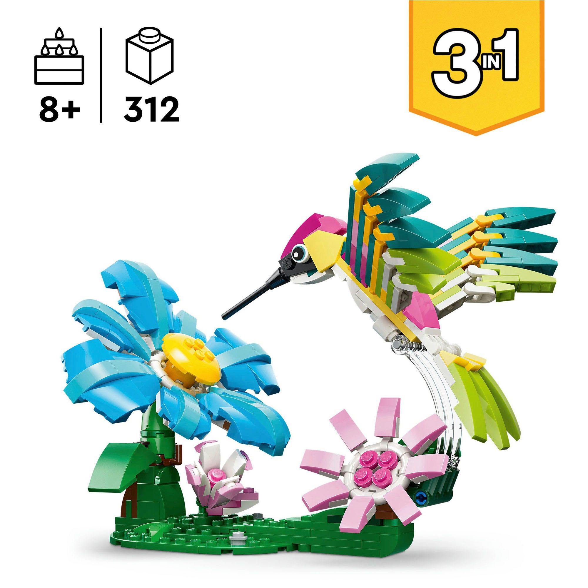 LEGO® Wilde Tiere: Bunter Kolibri (31384), LEGO Creator Konstruktionsspielsteine, (312 St), Made in Europe