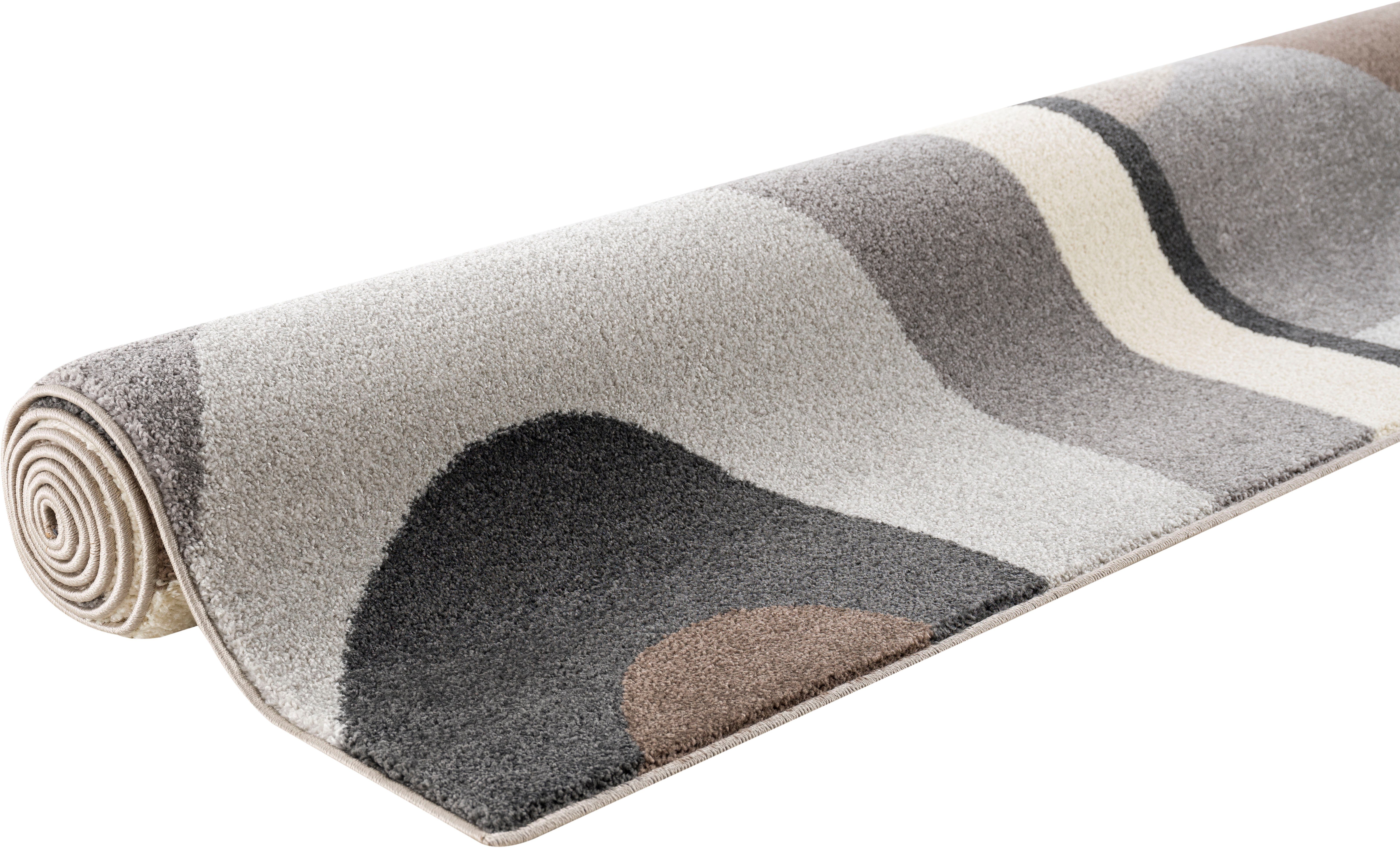 Teppich Neele, andas, rechteckig, Höhe: 14 Wellen-Design, handgearbeitetem mit sand mm, Konturenschnitt, Wende-Teppich