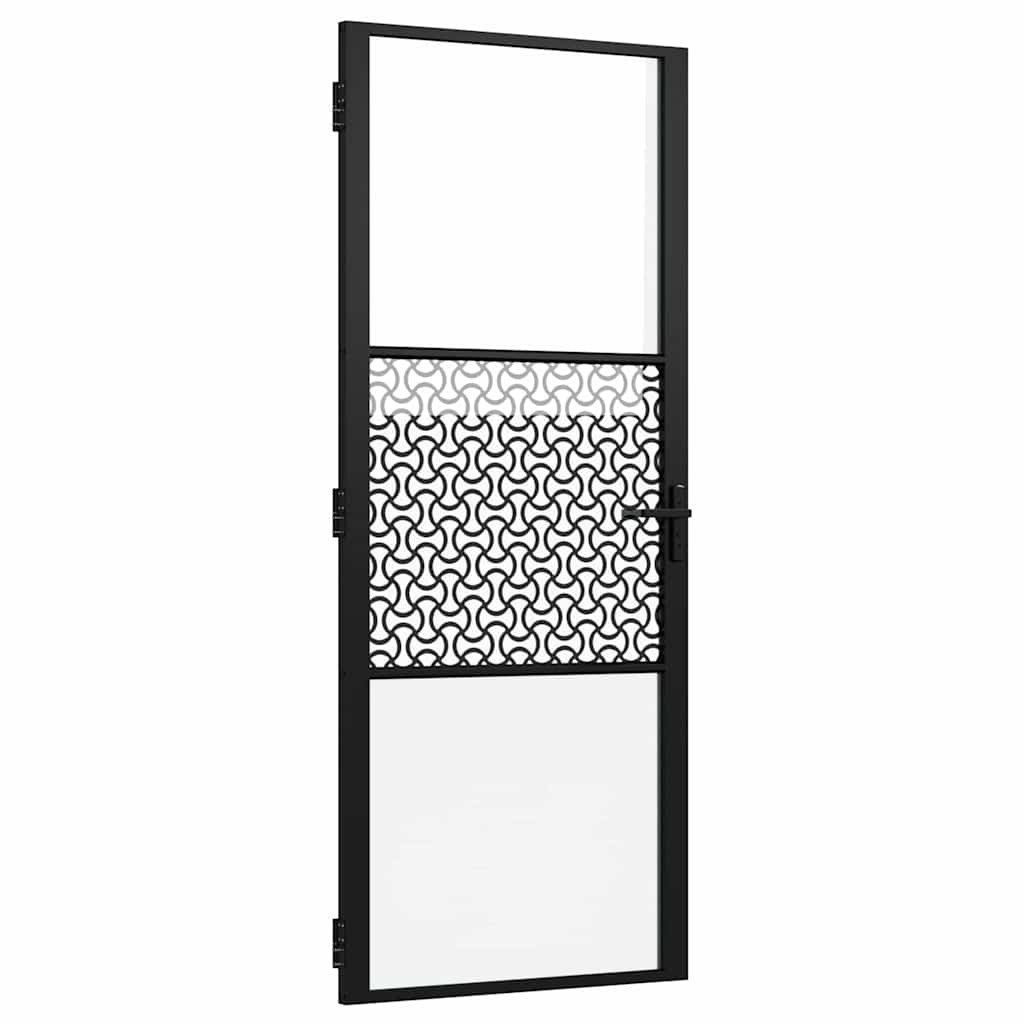 vidaXL Haustür Glastür Schwarz 76 x 3.5 x 201.5 cm Aluminium (1-St)