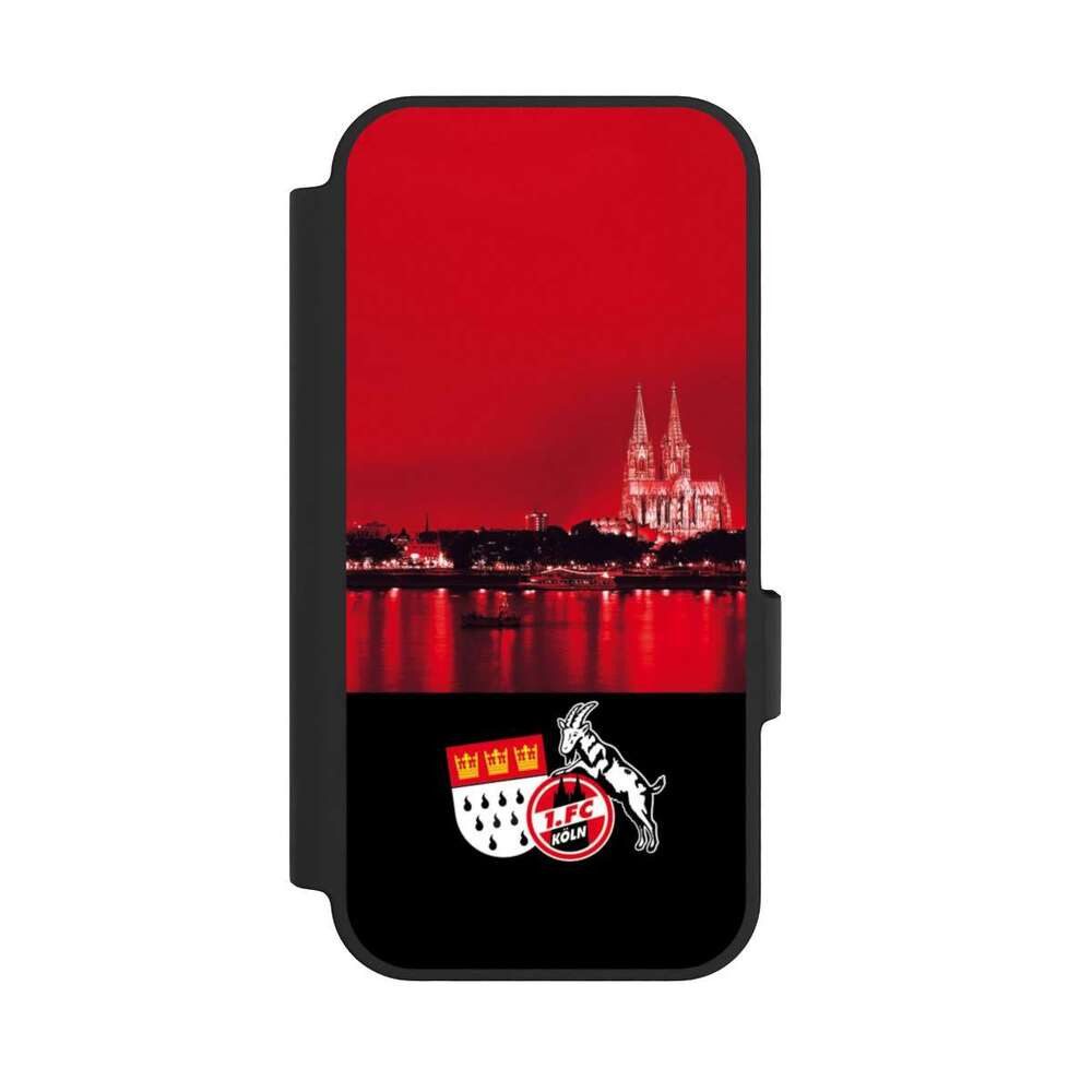 NIVOCASE Handyhülle Skyline 1. FC Köln Offizielles Lizenzprodukt Skyline Köln Rot, Google Pixel 10 Klapphülle Handyhülle aus Kunst Leder NIVOflip schwarz