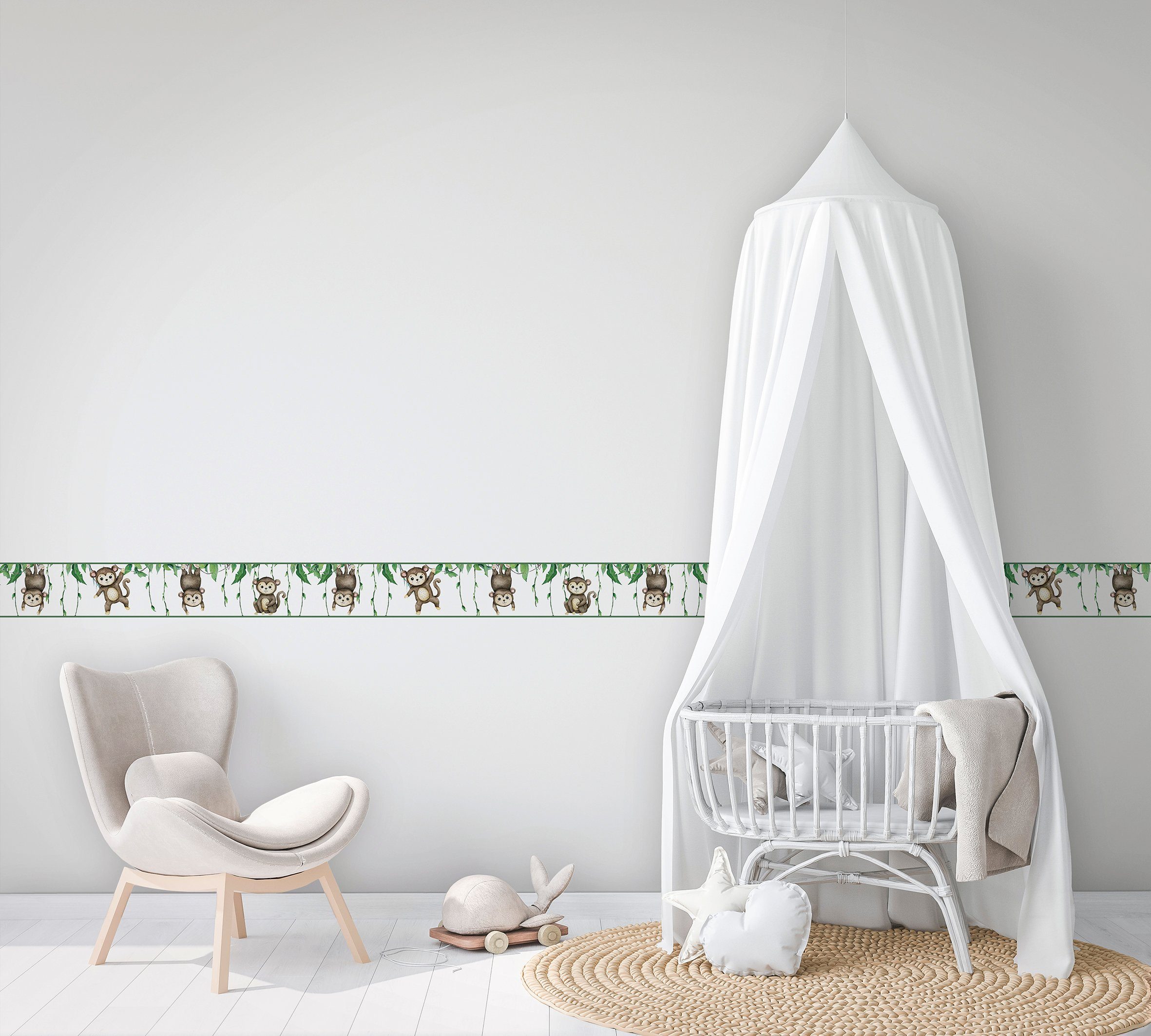 Marburg Kindertapete, matt, (1 St), Dschungeloptik, Affen, Tapete für Wohnzimmer Schlafzimmer Küche