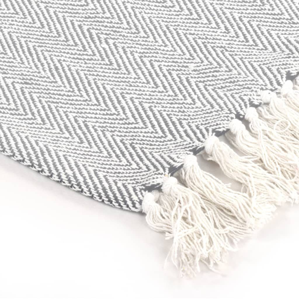 Baumwolle, Kuscheldecke trendigen Plaid mit Design,aus Fransen, DOTMALL Grau