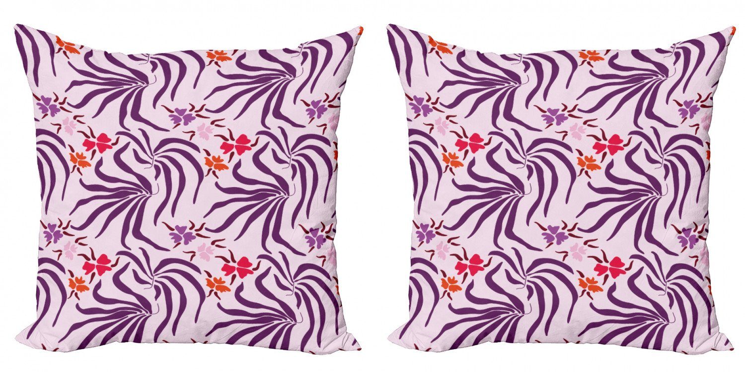Kissenbezüge Modern Accent (2 große und Blumen Stück), Doppelseitiger Sehr Abakuhaus Blätter Blumen-Kunst Digitaldruck