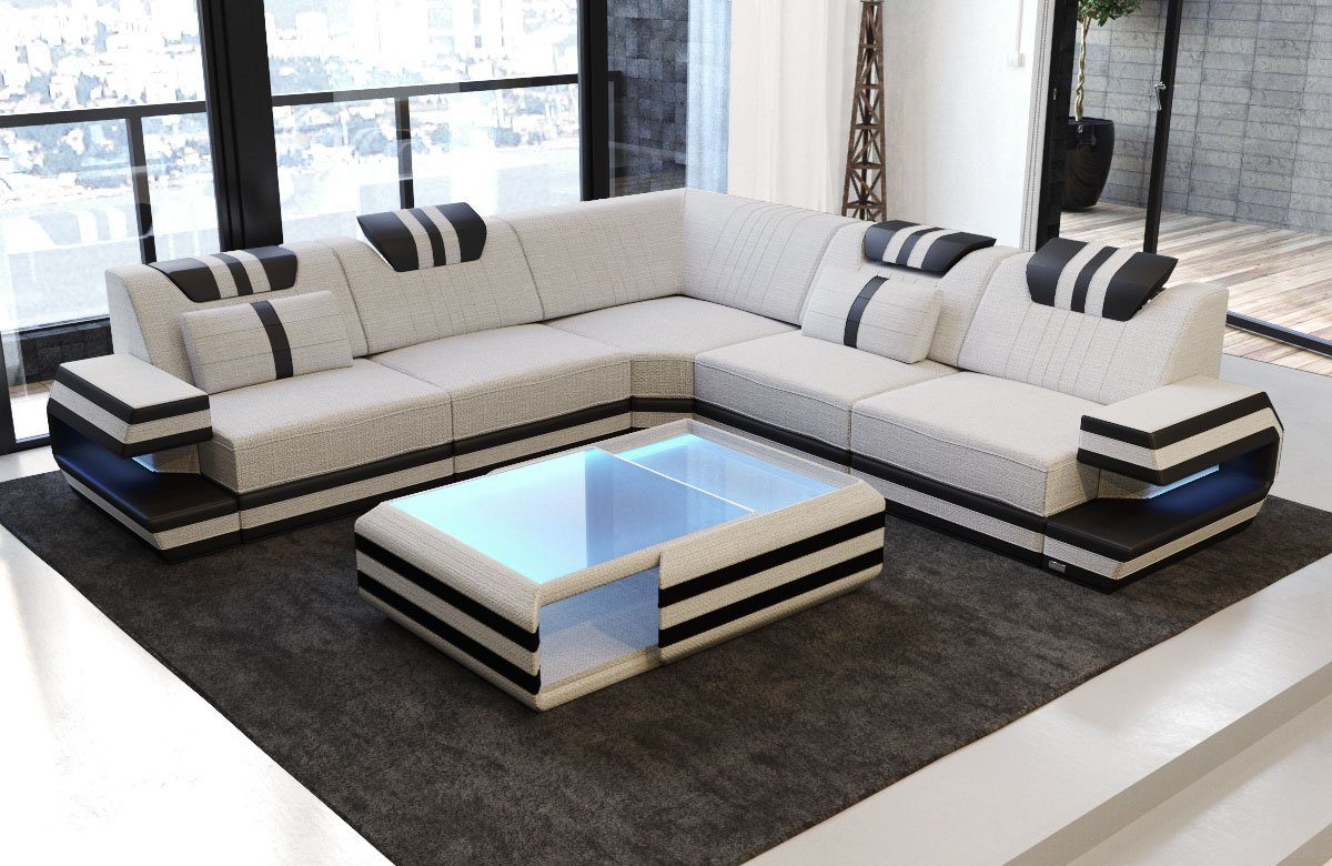 Ecksofa Designer Polster Stoff Sofa Ragusa L Form H Strukturstoff Stoffsofa