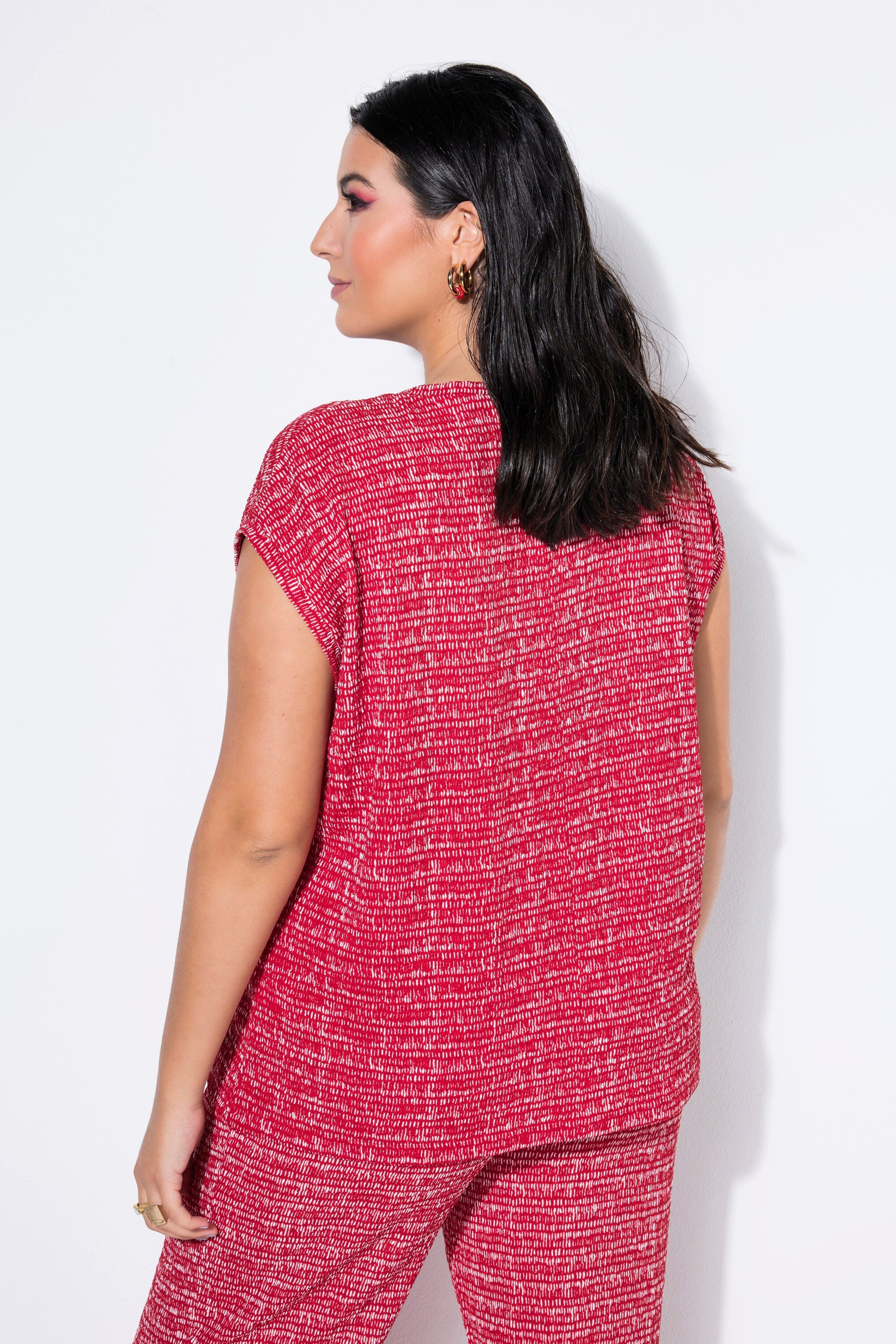 Studio Untold T-Shirt T-Shirt oversized Struktur V-Ausschnitt