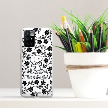 DeinDesign Handyhülle Peanuts Blumen Snoopy Snoopy Black and White This Is The Life, Xiaomi Redmi 10 Silikon Hülle Bumper Case Handy Schutzhülle