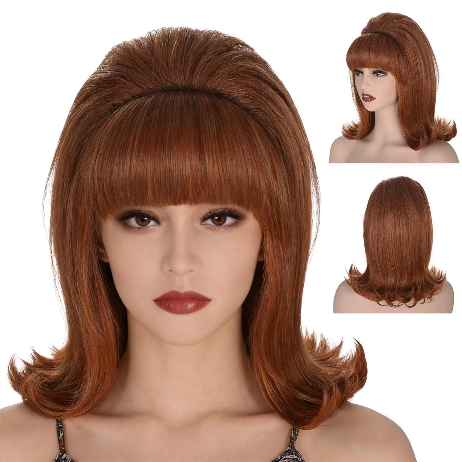 Kostüm-Perücke Perücke Damen Flip 60er 70er Retro Beehive Pinup Pony Ingwer