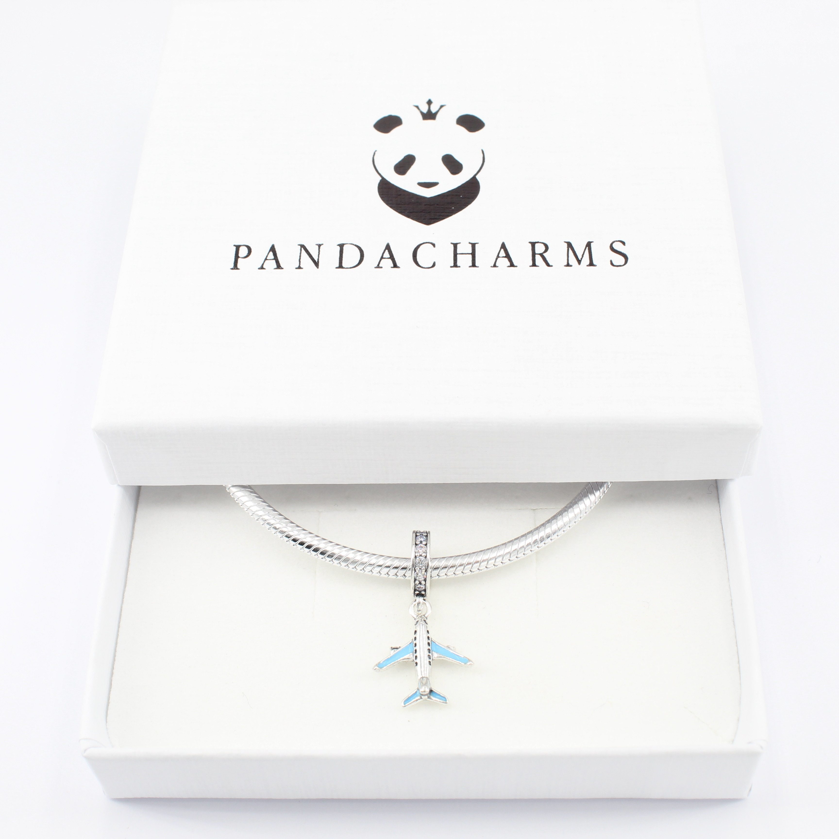 PANDACHARMS Bead Hellblaues Flugzeug Charm Anhänger, 925er Sterling Silber, Zirkonia – Bild 3 von 3