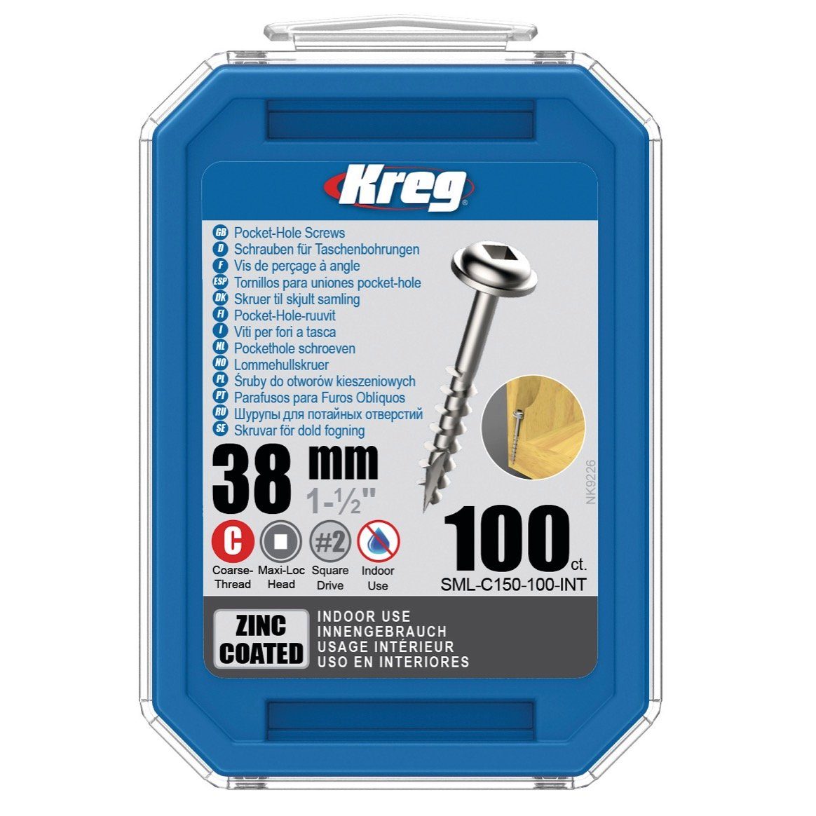 Kreg Schraube Pocket-Hole Linsenkopfschraube 38mm 100 Stk. (SML-C150-100) Vierkan