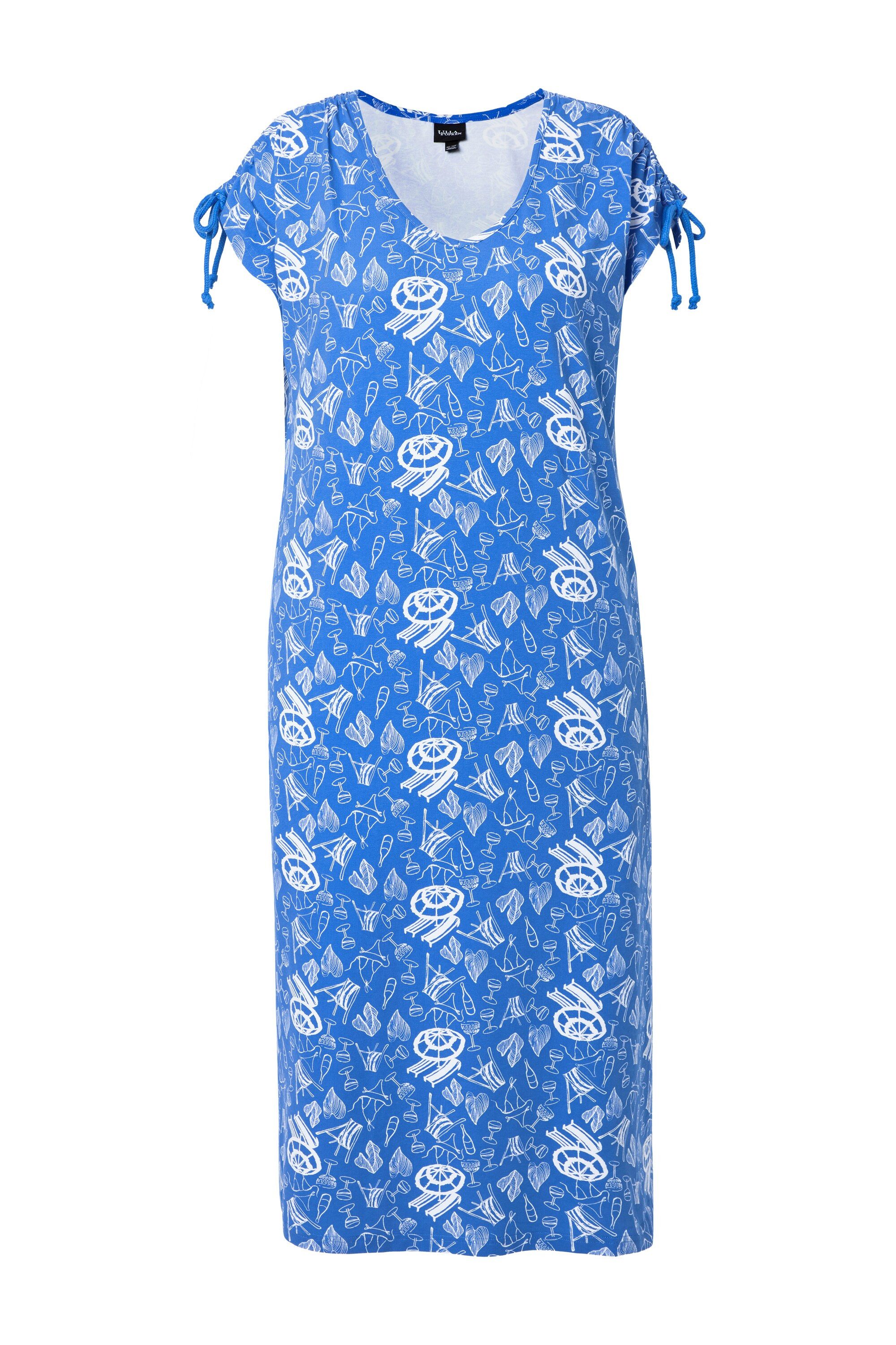 Ulla Popken Jerseykleid Midikleid A-Linie Rundhals Raffband ärmellos – Bild 2 von 4