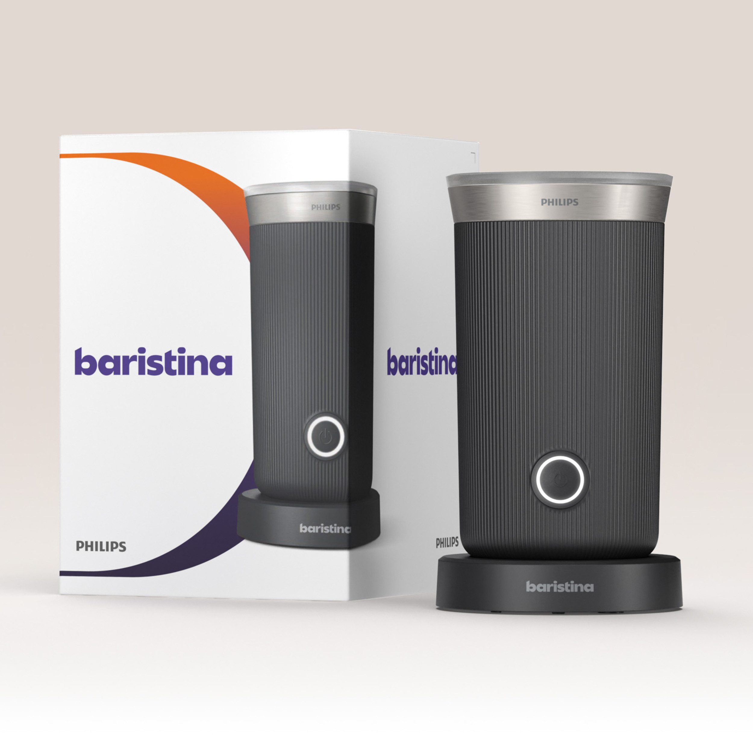 PHILIPS baristina Milchaufschäumer BAR311, Antihaftbeschichtung, leichte Reinigung, warmer und kalter Milchschaum, 120 ml Fassungsvermögen