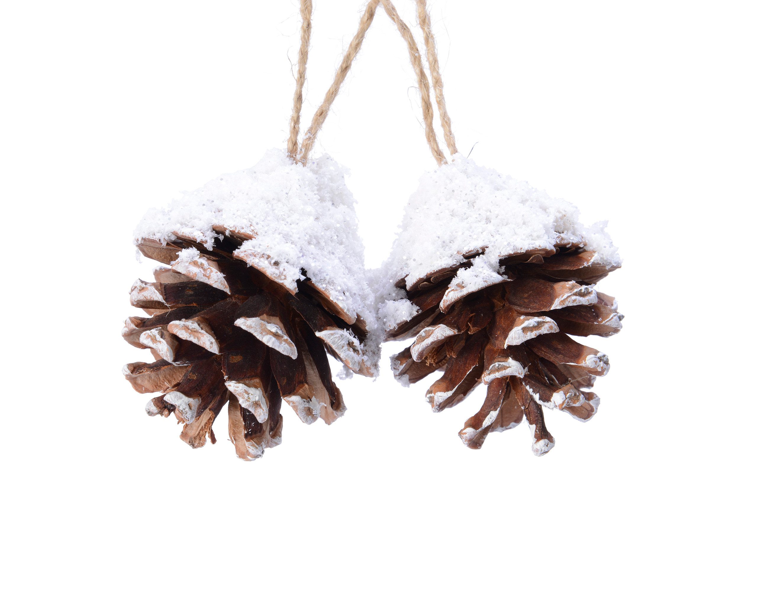 Kaemingk Christbaumschmuck, Christbaumschmuck Zapfen 6cm Naturmaterial Braun Weiß 2er Set