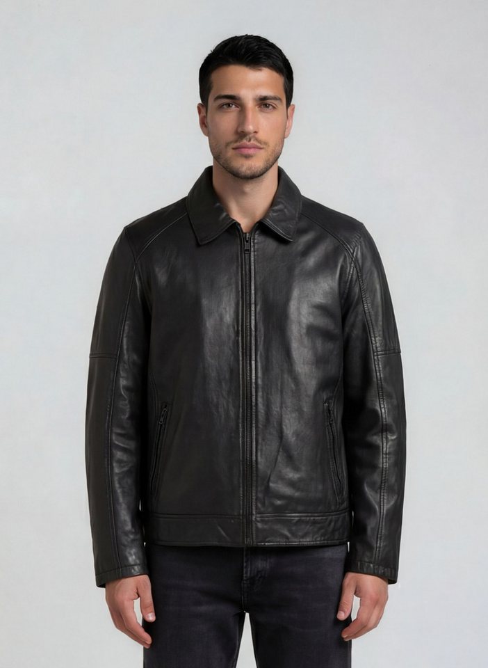 trueprodigy Lederjacke Gael Hemd-Stil mit Eingrifftaschen