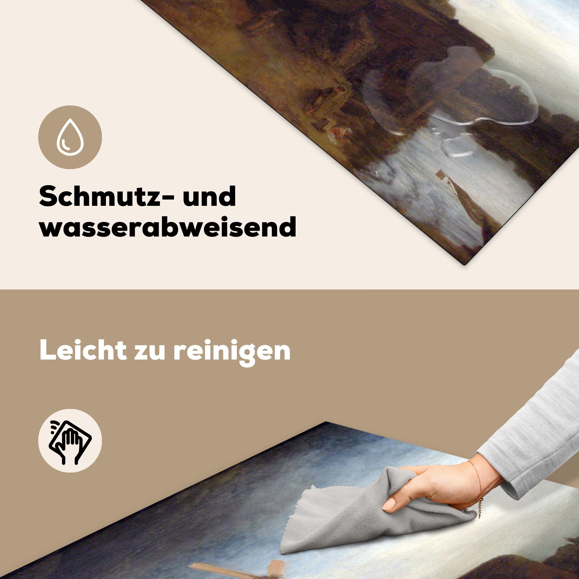 Vinyl, 78x78 Rembrandt Die Rijn, van Ceranfeldabdeckung, küche Arbeitsplatte Mühle cm, Herdblende-/Abdeckplatte tlg), (1 Gemälde von MuchoWow - für