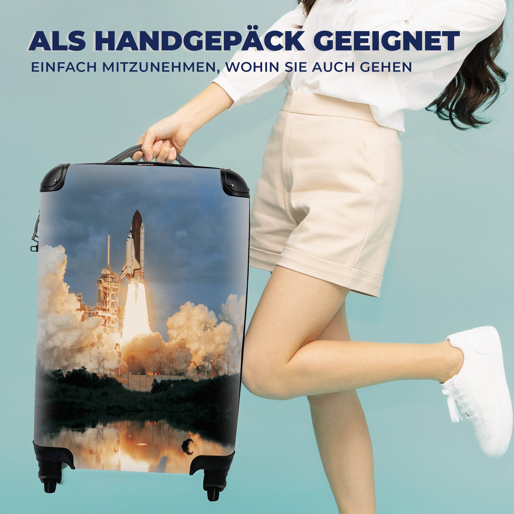 Start einer Handgepäck Ferien, Reisekoffer 4 Handgepäckkoffer mit MuchoWow für Reisetasche Raumfähre, Trolley, Rollen, rollen,