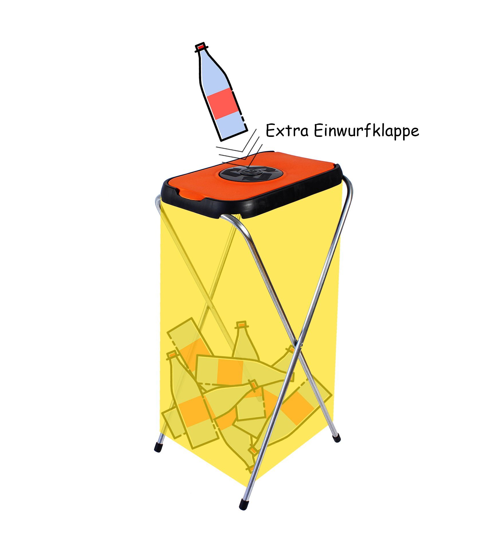 Mülleimer BigDean Müllbeutelständer Einwurf-öffnung Müllsackständer Grün Orange. 2x Grün Orange