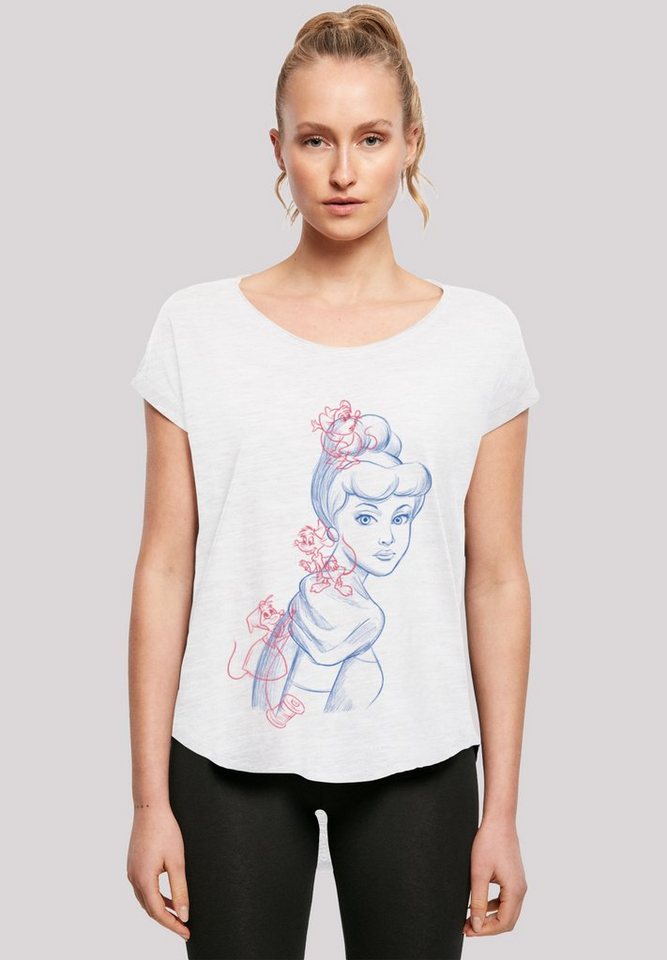 F4NT4STIC T-Shirt Disney Cinderella Mouse Zeichnung Damen,Premium  Merch,Lang,Longshirt,Bedruckt