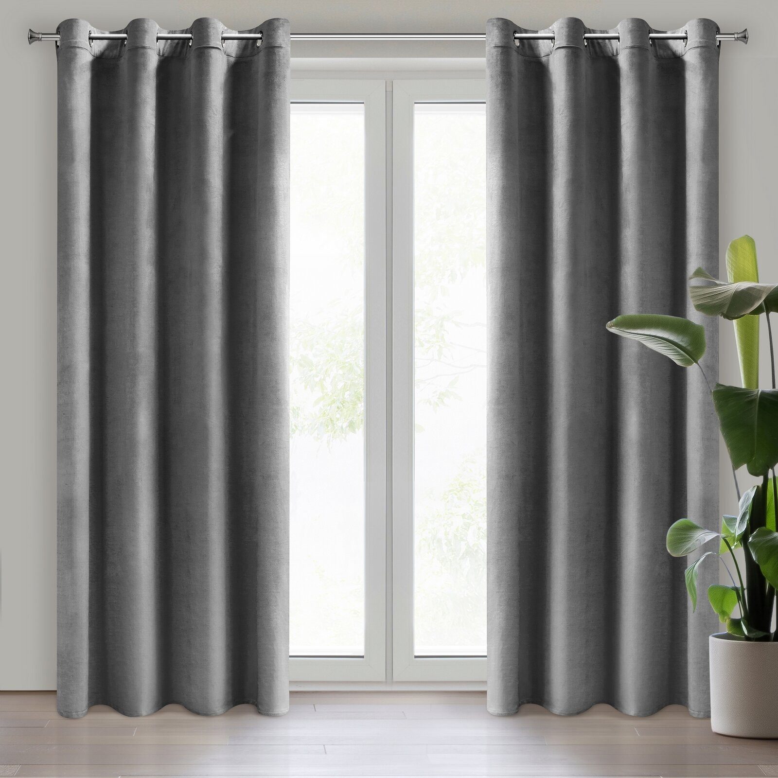 Eurofirany Vorhang VELVET (2 St), Ösen, blickdicht, Samt, 2er-Set Ösenschals aus Velvet, mit mittlerem Verdunkelungsgrad