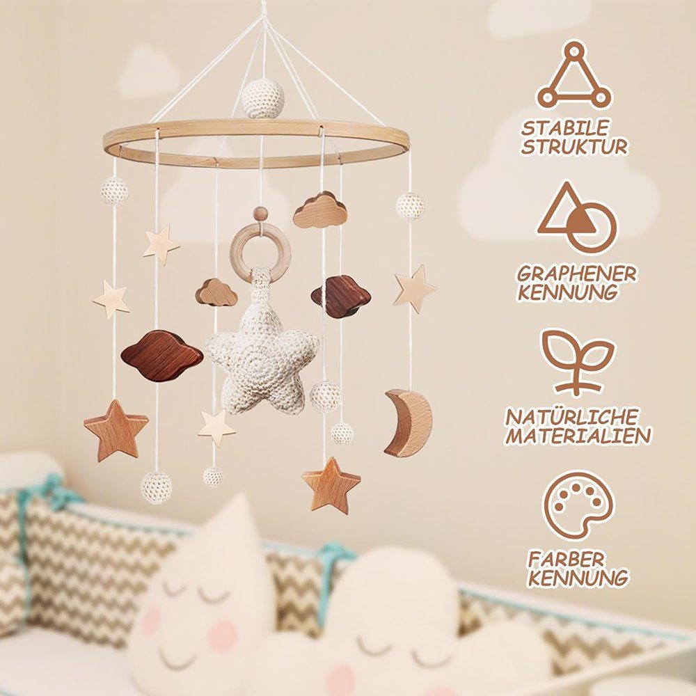 CTGtree Windspiel Baby Bettglocke mit Sterne Mädchen Hängende (1 Hölz St)