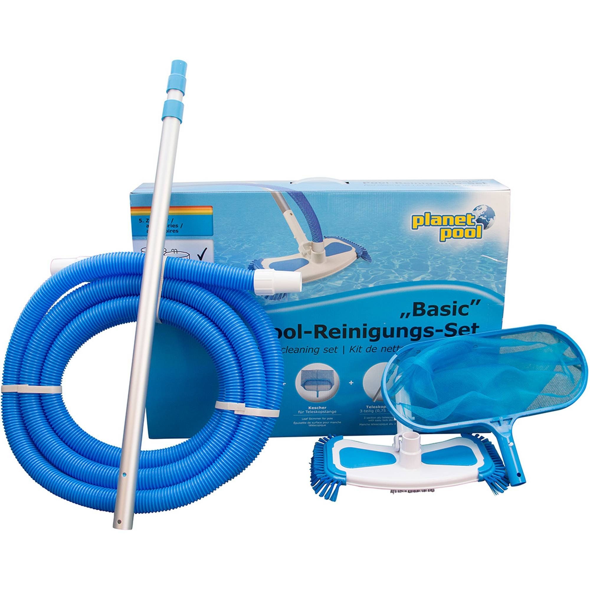 Planet Pool Reinigungsbürsten-Set PLANET POOL Pool-Reinigungsset groß, Wasserlinie, Boden, Wand, (1-tlg)