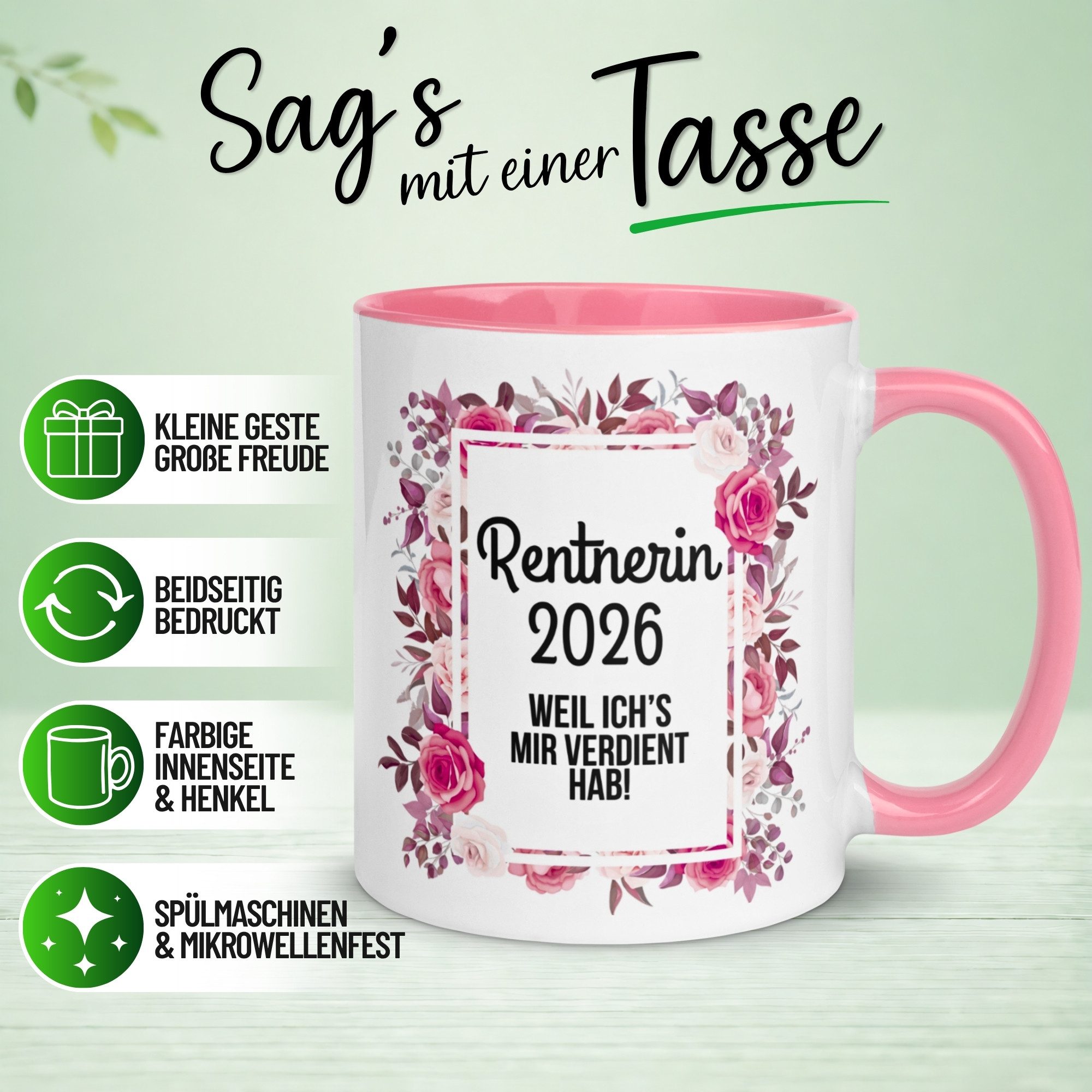 Momentals Tasse Rente Frau – Rentnerin 2026 - Weil ich’s mir verdient hab – Ruhestand, Gratis Versand · Links-&Rechtshänder · Spülmaschinenfest