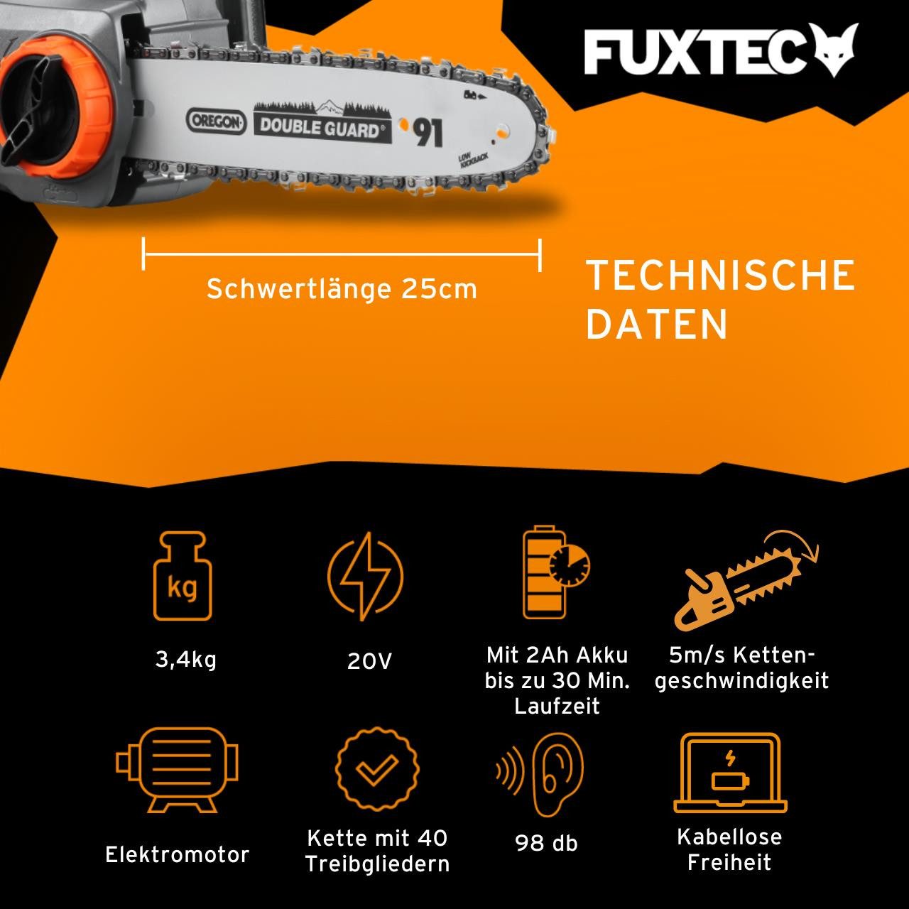 FUXTEC Akku-Kettensäge FX-E1KS20SET2 günstig online kaufen