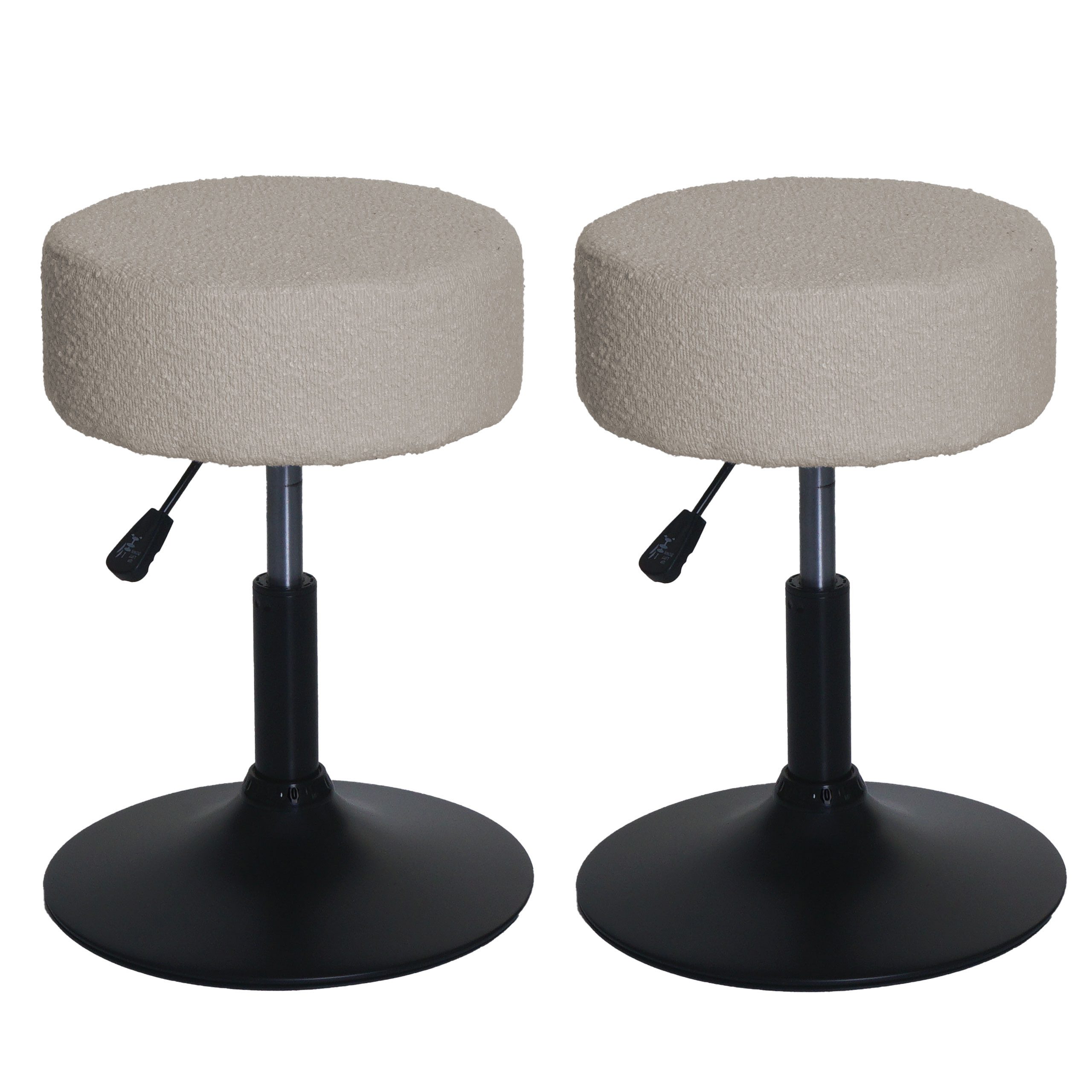 PROREGAL® Drehhocker Hocker höhenverstellbar und drehbar (2 St), 360° drehbar & stufenlos höhenverstellbarer Sitzhocker Schminkhocker