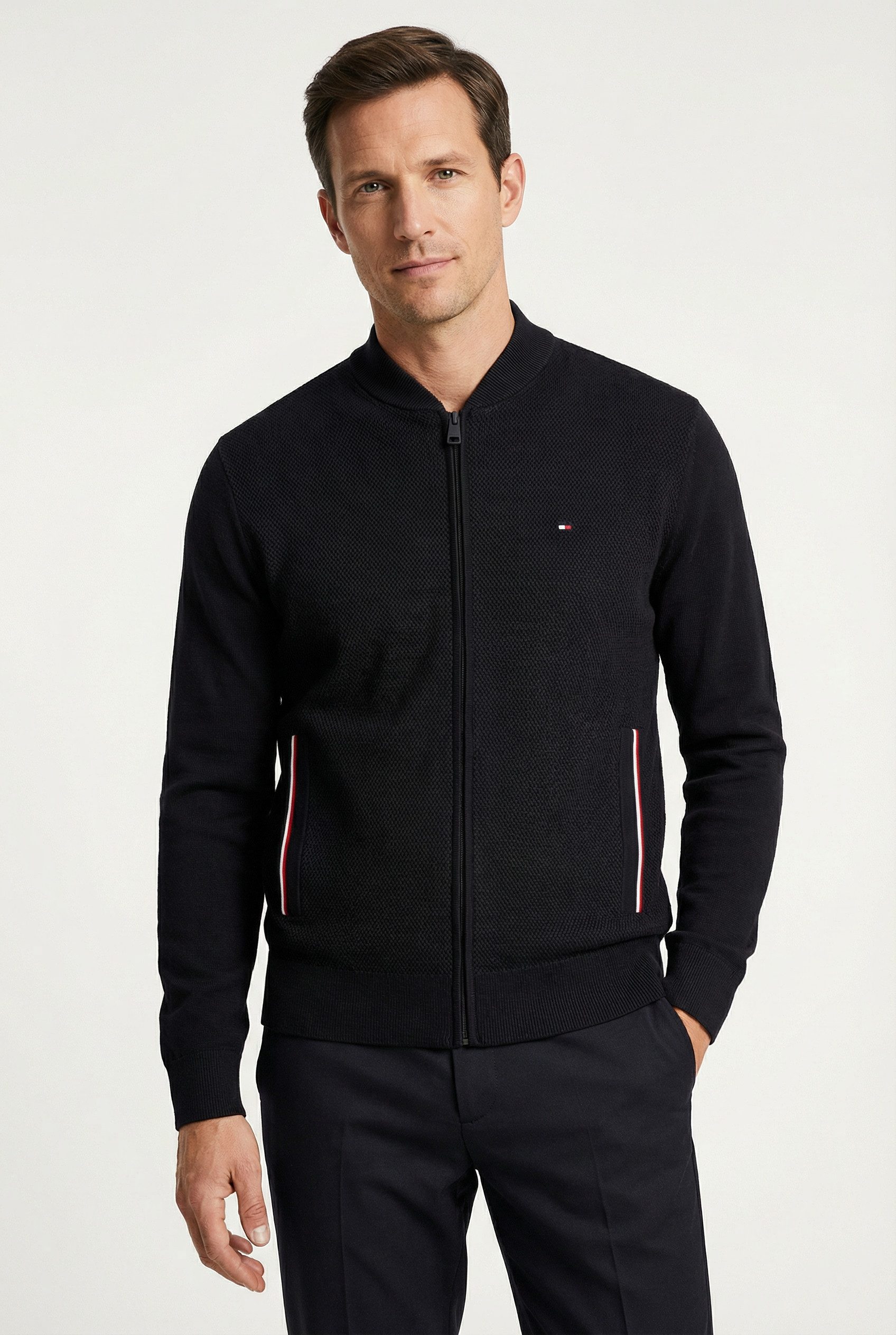 Tommy Hilfiger Strickjacke RWB TEXTURED ZIP THROUGH BOMBER