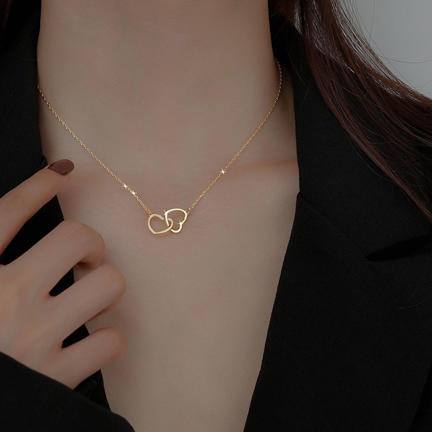 KARMA Kette mit Anhänger Halskette Herzen Gold vergoldet Damen Kette Edelst günstig online kaufen