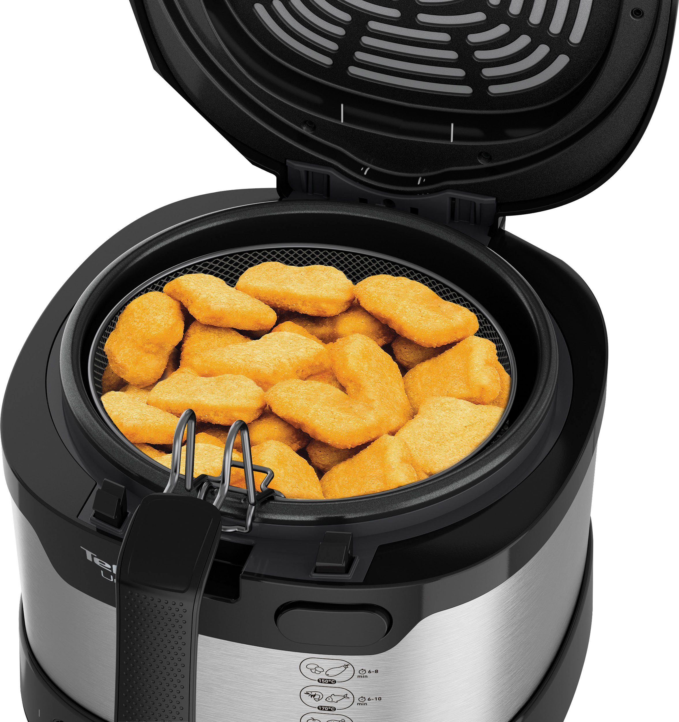 Tefal Fritteuse UNO M Edelstahl FF215, 1600 W, Kapazität 1kg, Thermostat, Sichtfenster, Abtropfposition, FF215
