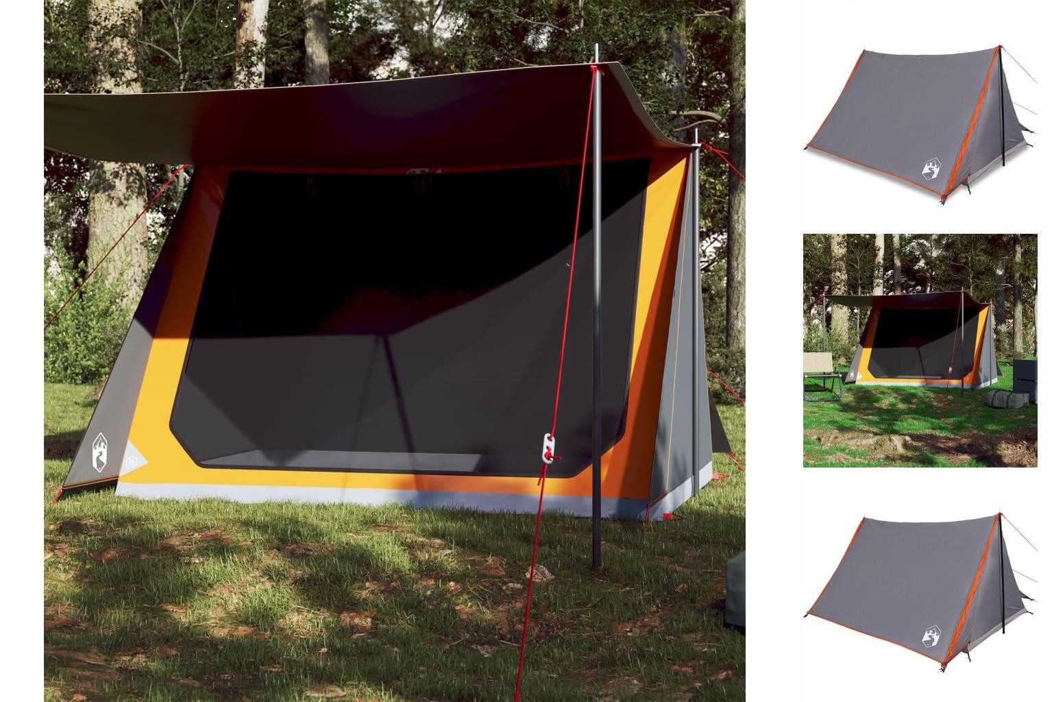 vidaXL Kuppelzelt Zelt Campingzelt Familienzelt Freizeitzelt 2 Personen Grau und Orange
