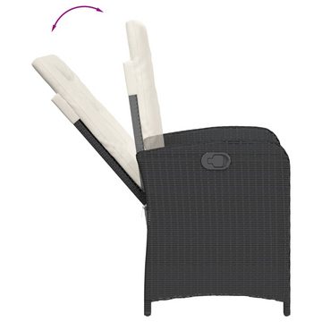 vidaXL Gartenstuhl Gartensessel Verstellbar mit Kissen Schwarz Poly Rattan (1 St)