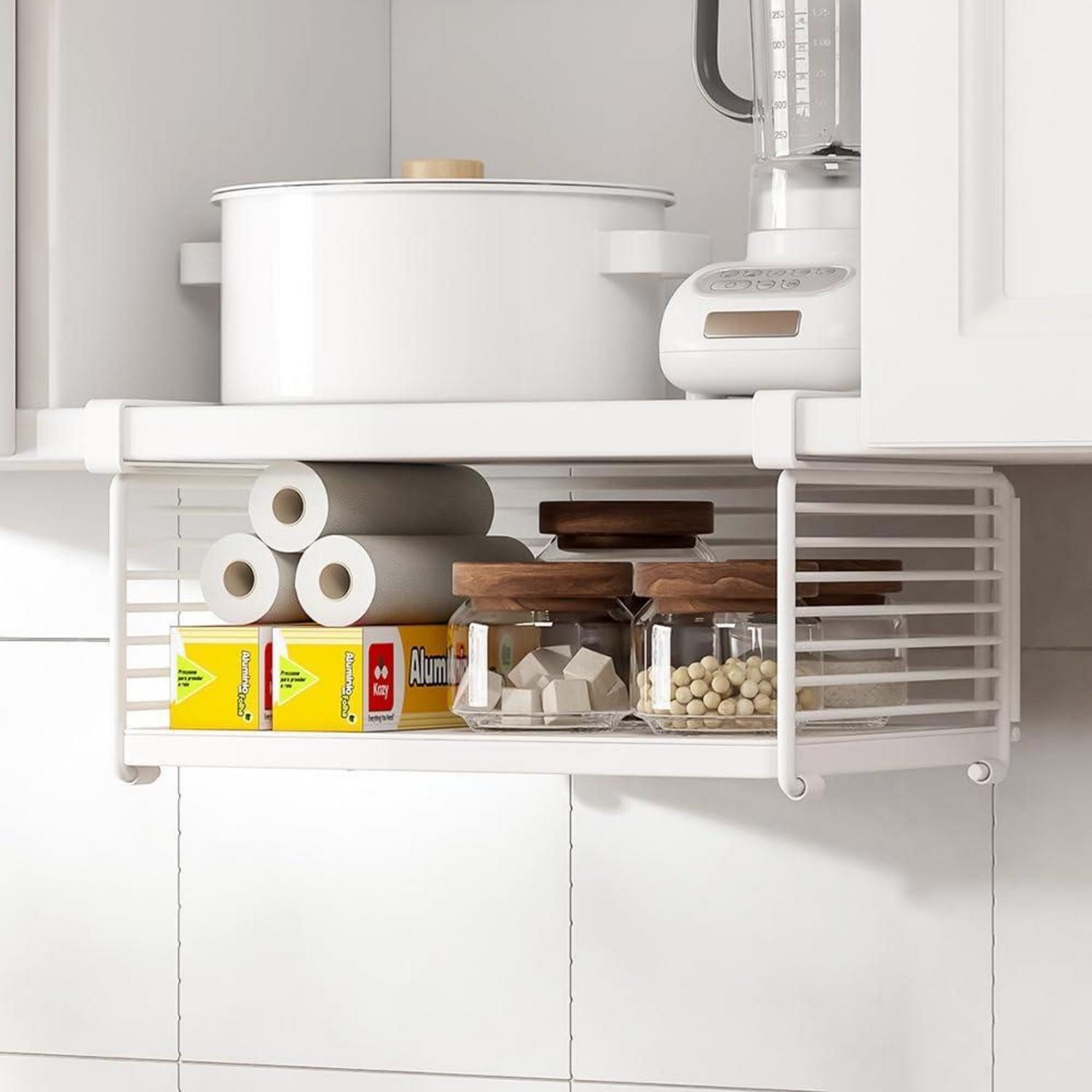 LuxusKollektion Hängeregal Metall Unterschrank-Organizer Weiß, 1-tlg.