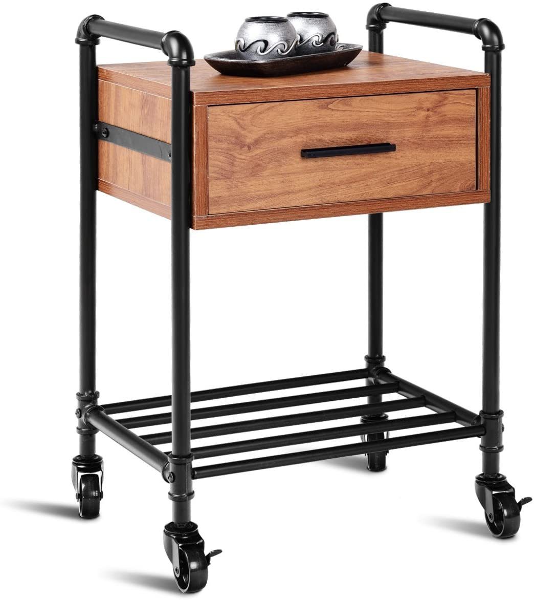 COSTWAY Beistelltisch »mit Rollen 50x35x61cm«, mit Metallgestell online