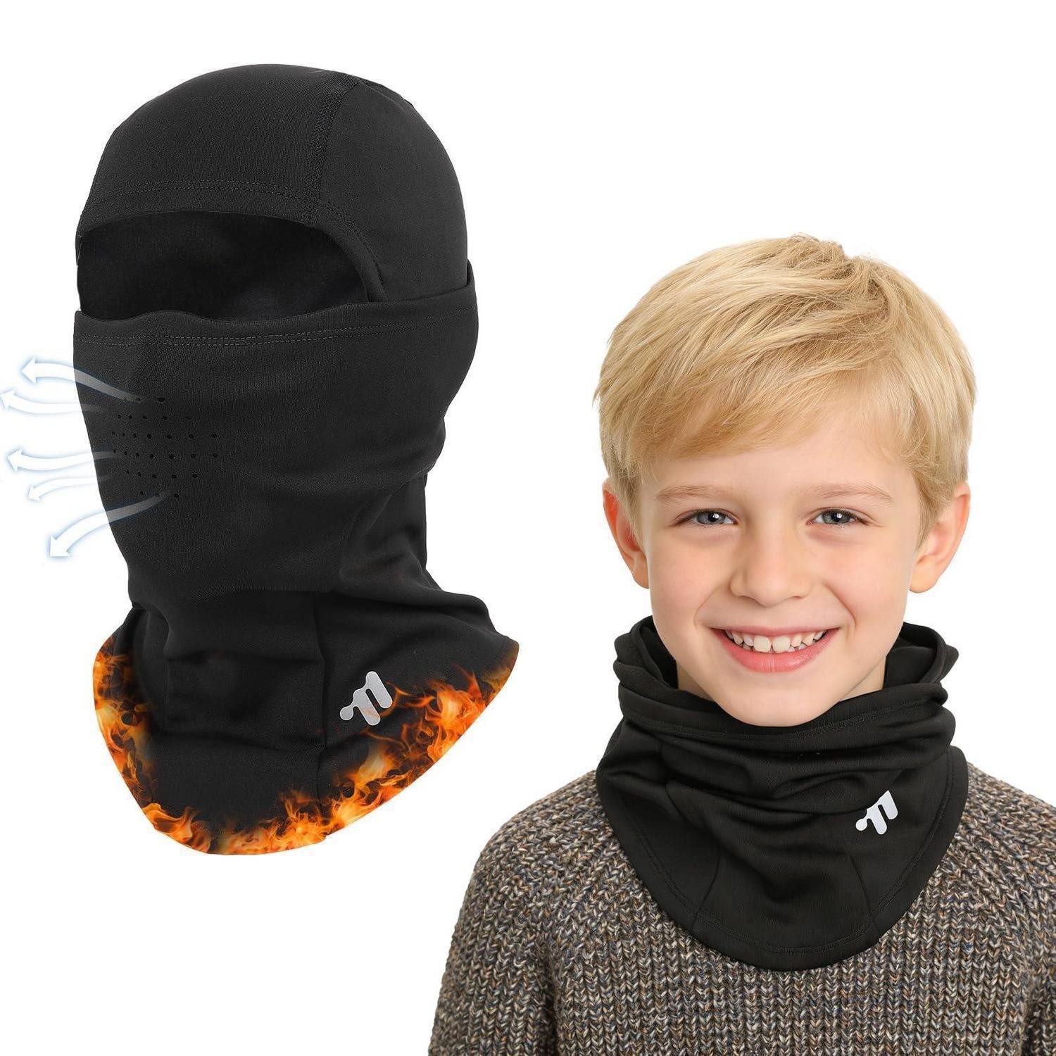 Sturmhaube Sturmhaube Kinder Fleece Skimaske Halswärmer Jungen Mädchen Schwarz