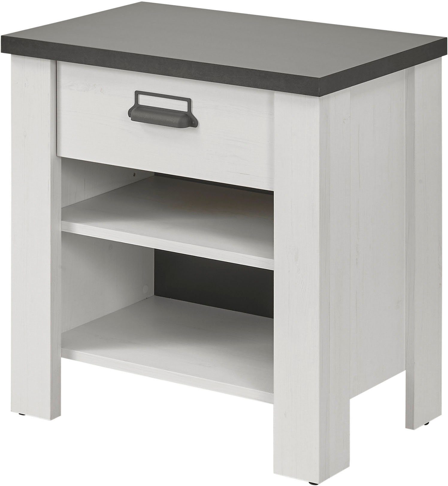 Home affaire Nachtkommode SHERWOOD, mit Apothekergriff aus Metall, Schubkasten "Soft close", Breite 60 cm