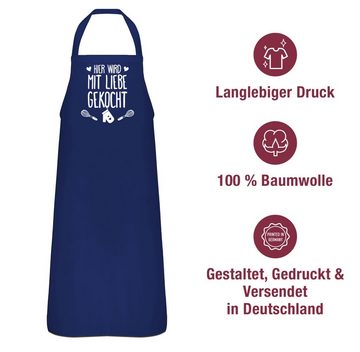 Shirtracer Kochschürze Hier wird mit Liebe gekocht, (1-tlg), Kochschürze