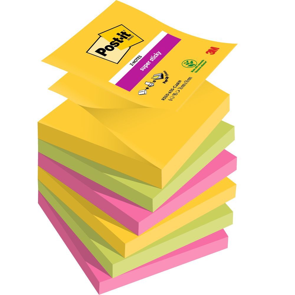 3M Deuschland GmbH Freizeittasche 3M Haftnotizen Post-it Notes Super Sticky Z-Notes Carnival 76x76mm
