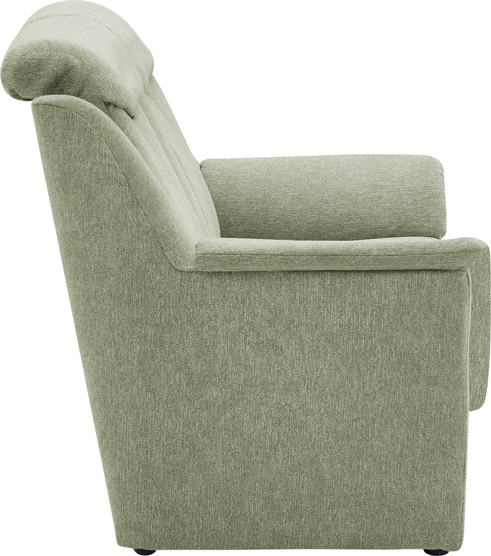 3-Sitzer Kopfteilverstellung, VILLA 3-tlg), Sitzhöhe Sessel Lugano, in BECK 49 cm, 2x (Set, Polstergarnitur und