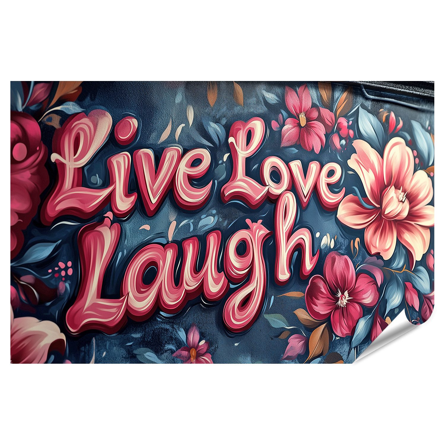 Poster Lebe Liebe Lache Buntes Blumen Kunstwerk