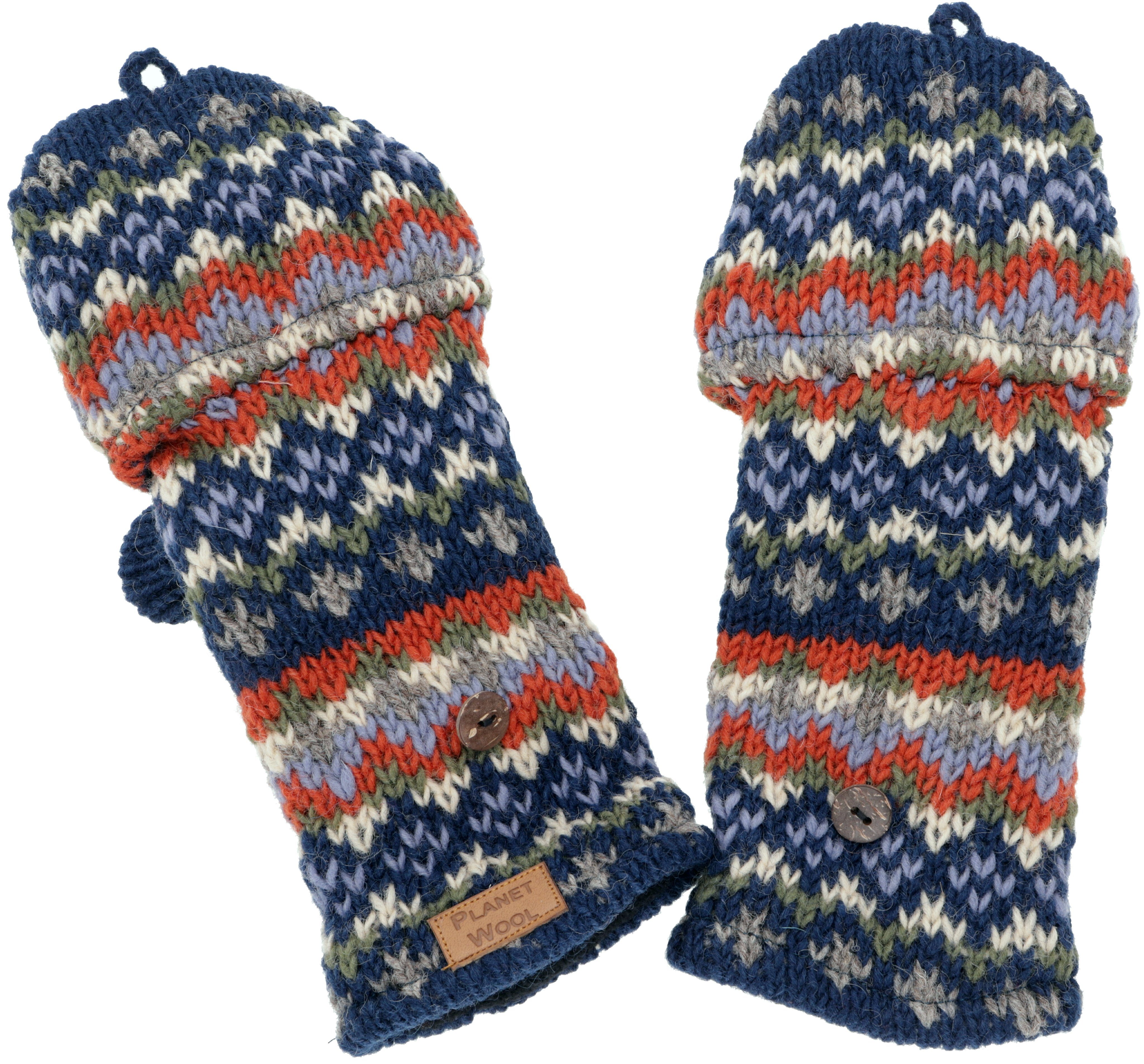 Klapphandschuhe.. Guru-Shop blau/bunt Strickhandschuhe Handschuhe, Handgestrickte