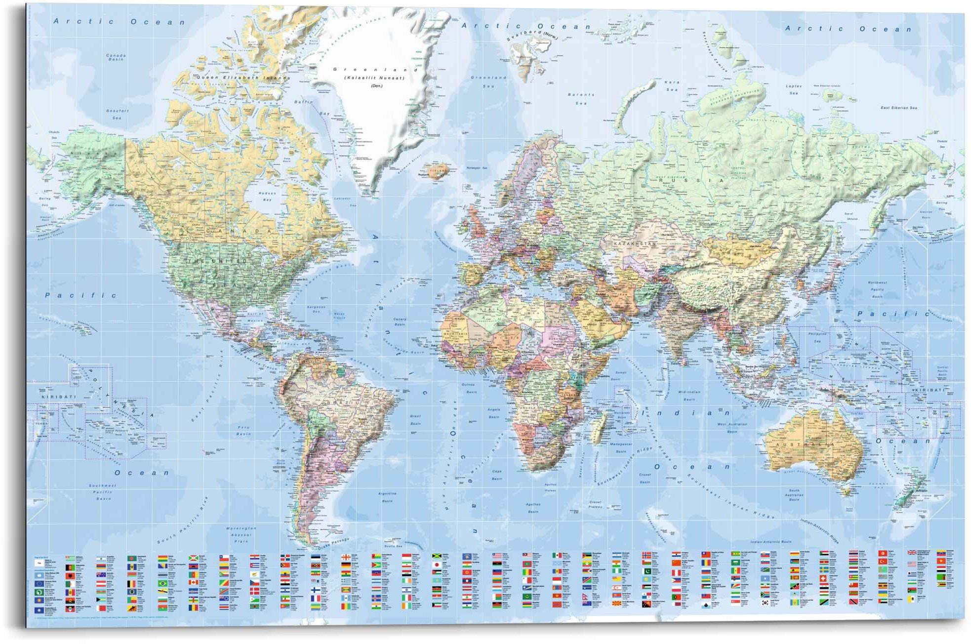 Reinders! Wandbild Wandbild Weltkarte Fahnen - Englisch, Weltkarte (1 St)
