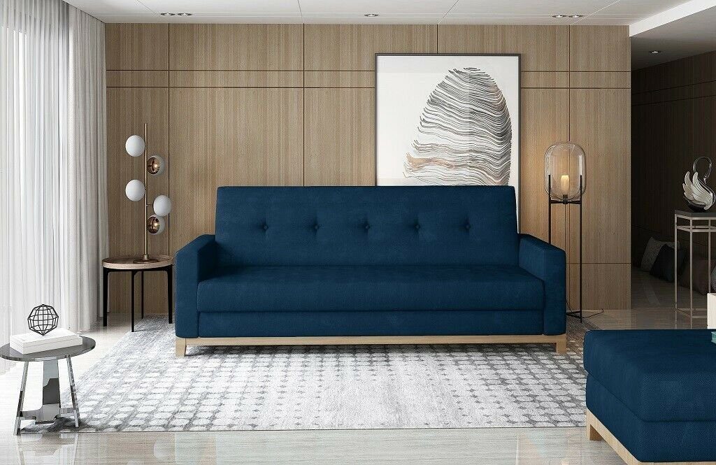 JVmoebel Sofa, Dreisitzer Sofa 3 Sitzer Sofas Couch Polster Moderne Stoff Sitz Blau