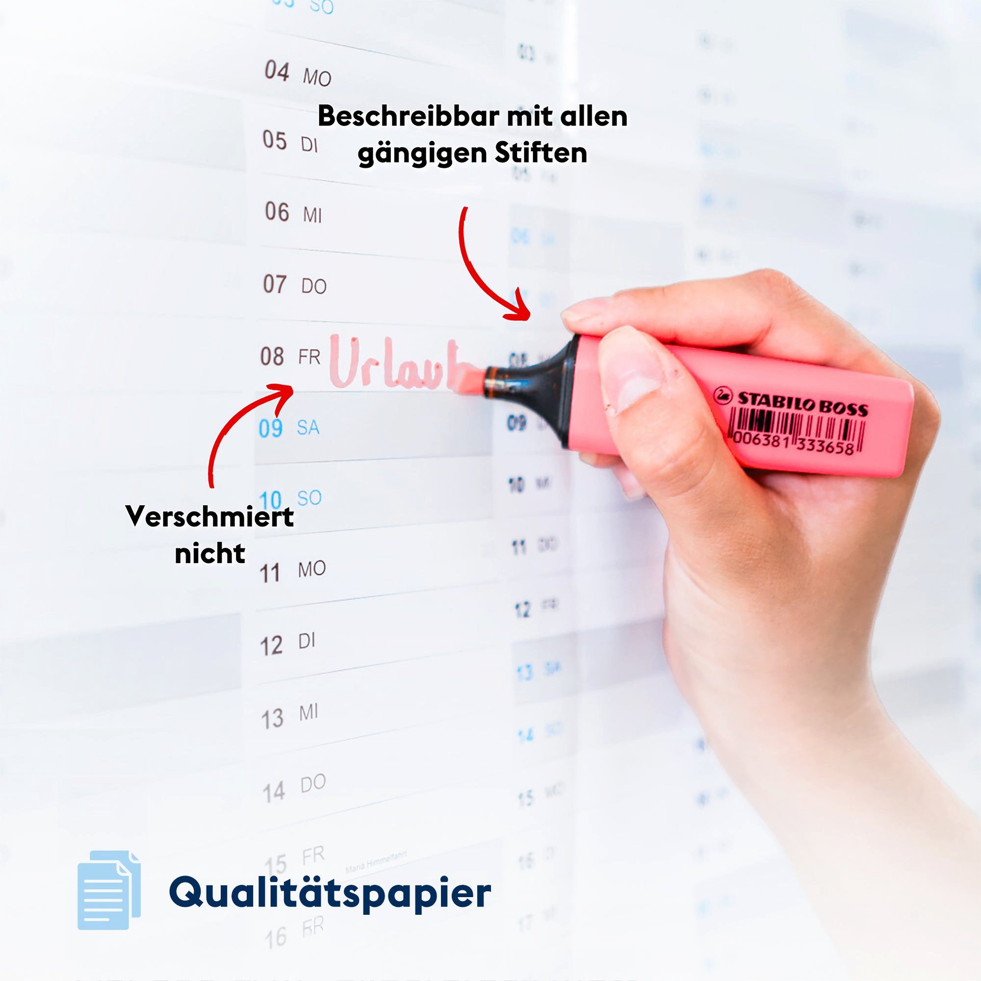 FLYERALARM Wandkalender Jahreskalender 2027 Wandkalender (100x70 cm) + Jan, Feb 2028, Große Felder