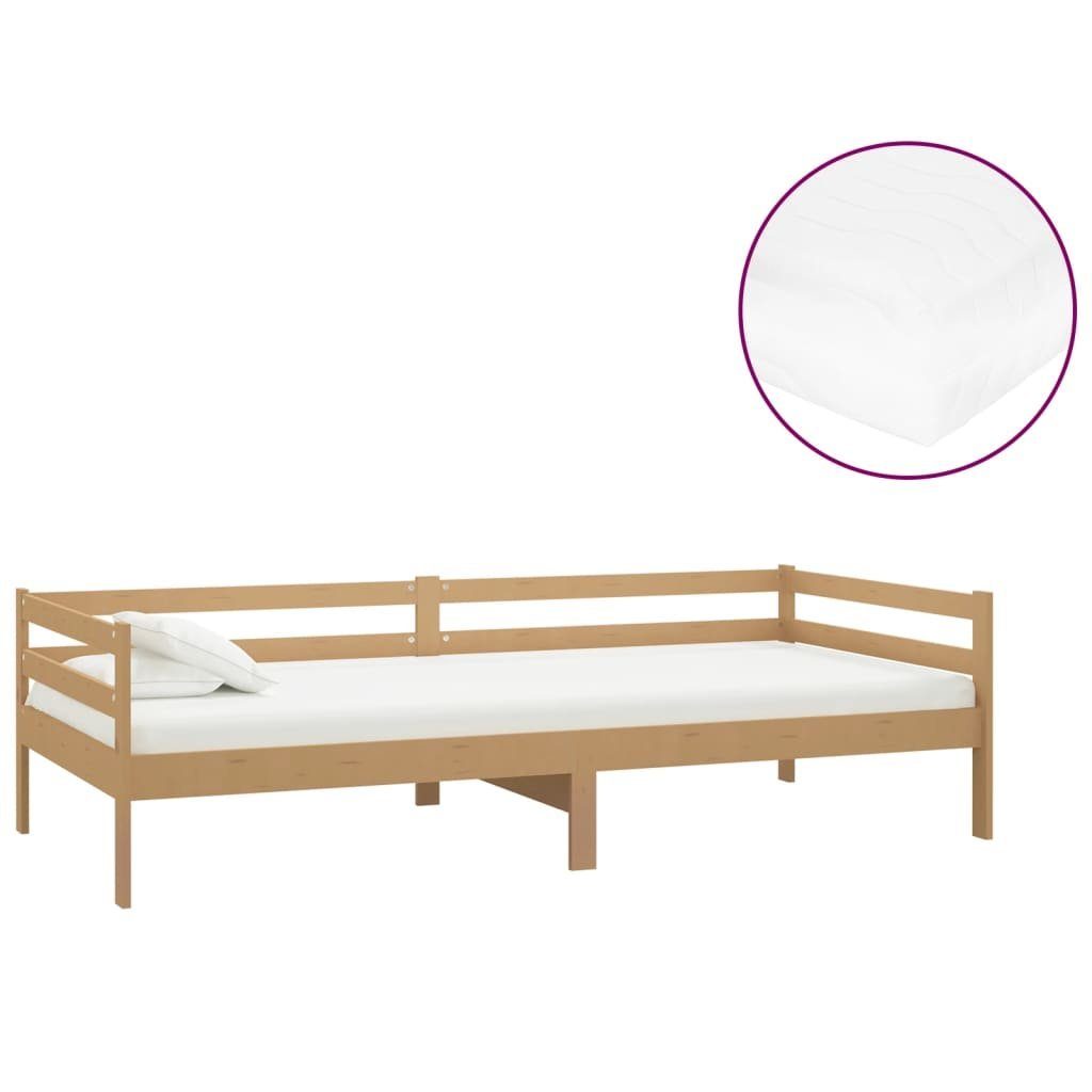 vidaXL Bett Tagesbett mit Matratze 90x200 cm Honigbraun Massivholz Kiefer